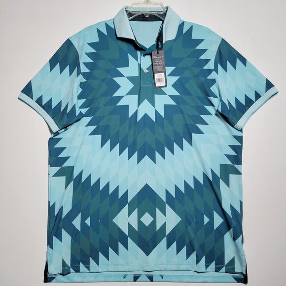 NWT Greyson Mens Big Sky Polo Shirt Bold Geometric Pattern $118 Rtl Size Large - Picture 1 of 16